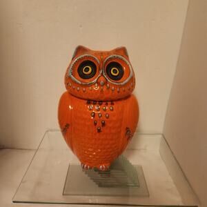 Vintage Rare Anthropologies Owl Cookie Jar Made in Italy
